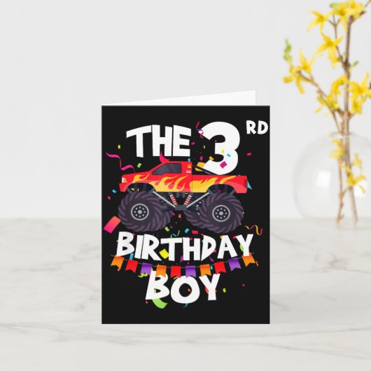 Monster Truck 3rd Birthday Boy Funny 3 Years Old B Karte (Gelbe Blume)