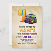 Monster Truck 4. Geburtstag Einladung (Vorderseite)