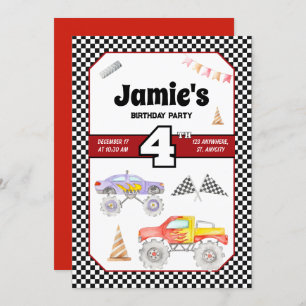 Monster Truck 4. Geburtstag Einladung
