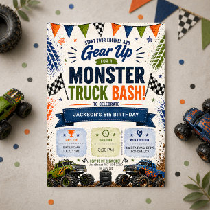 Monster Truck 4. Geburtstag für Jungen Einladung