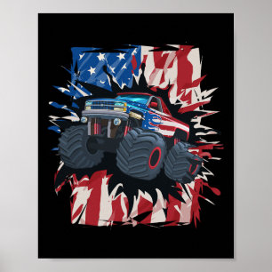 Monster Truck 4. Juli Shirt Jungs amerikanische Fl Poster