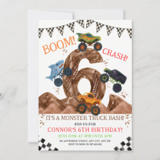 Monster Truck 6. Geburtstag Einladung