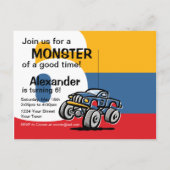 Monster Truck 6. Geburtstag Postkarte Einladungen (Rückseite)