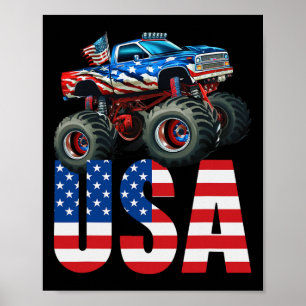 Monster Truck American Flag 4. Juli USA Racing Poster