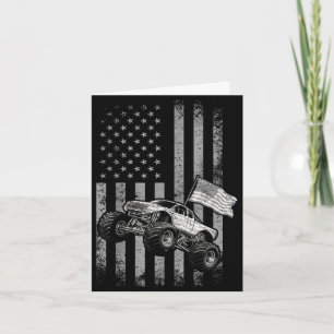 Monster-Truck-Amerikanische-Flagge Vintage-Design Karte