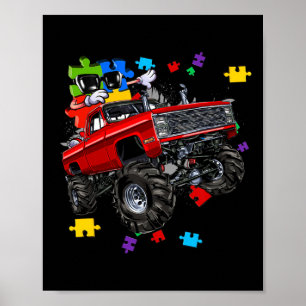 Monster Truck Autismus Bewusstsein Puzzle Piece Bo Poster