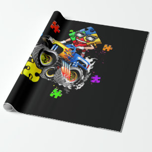 Monster Truck Autismus Bewusstsein Puzzle Stück Geschenkpapier
