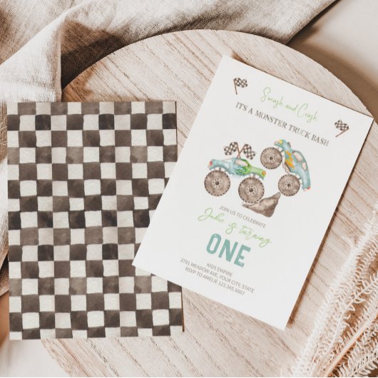 Monster Truck Bash 1. Geburtstag Einladung