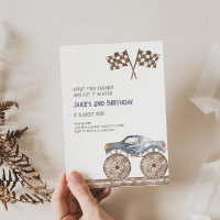 Monster Truck Bash Birthday Einladung
