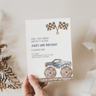 Monster Truck Bash Birthday Einladung