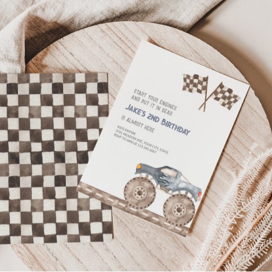 Monster Truck Bash Birthday Einladung