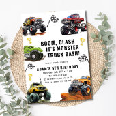Monster Truck Bash Birthday For Boys Race Car  Einladung