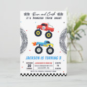 Monster Truck Bash Boy Geburtstagsparty Einladung (Stehend Vorderseite)