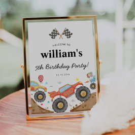 Monster Truck Bash Car Rennen Flaggen Geburtstag W