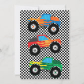 Monster Truck Bash farbenfrohe Groovy Kinder Gebur Einladung (Rückseite)