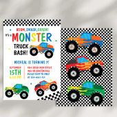 Monster Truck Bash farbenfrohe Groovy Kinder Gebur Einladung