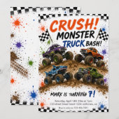 Monster-Truck-Bash-Geburtstag Einladung (Vorne/Hinten)