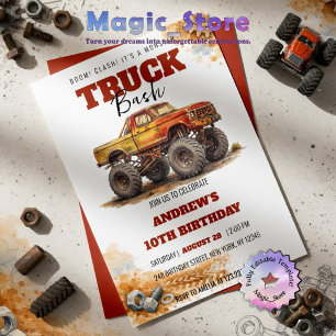 Monster-Truck-Bash Vintage-Rostiger-LKW-Geburtstag Einladung