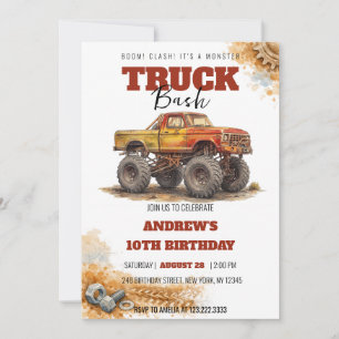 Monster-Truck-Bash Vintage-Rostiger-LKW-Geburtstag Einladung
