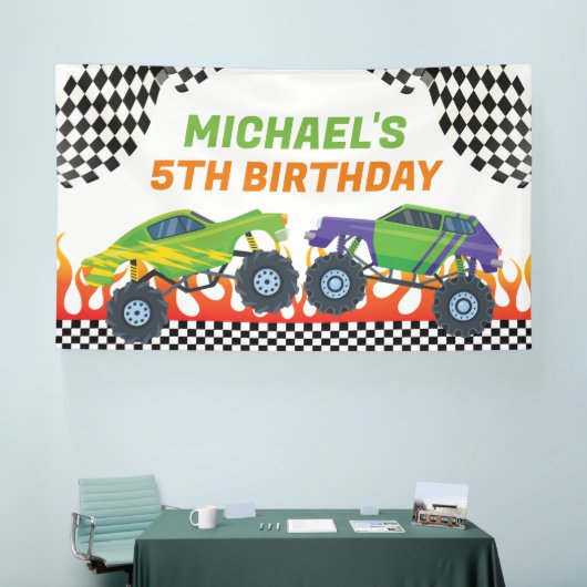 Monster Truck Birthday backdrop banner (Messe)