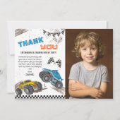 Monster truck birthday bash kids cool fun modern dankeskarte (Vorderseite)