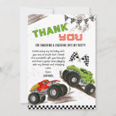 Monster truck birthday bash kids cool modern  dankeskarte (Vorderseite)