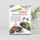 Monster truck birthday bash kids cool modern  dankeskarte (Stehend Vorderseite)