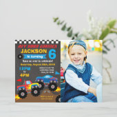 Monster Truck Birthday Bash Photo Einladung (Stehend Vorderseite)