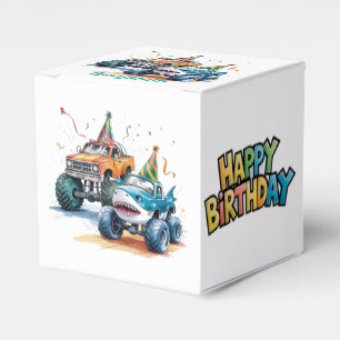 Monster Truck Birthday Bash Wasserfarbe Kunst Geschenkschachtel