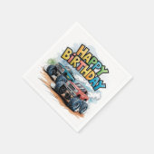 Monster Truck Birthday Bash Wasserfarbe Kunst Serviette (Ecke)