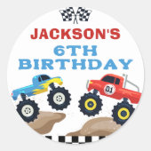 Monster Truck Birthday Classic Round Aufkleber (Vorderseite)