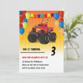 Monster Truck Birthday Einladung (Stehend Vorderseite)