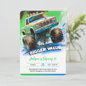 Monster Truck Birthday Einladung (Stehend Vorderseite)