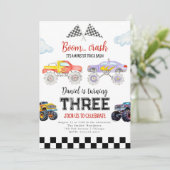Monster Truck Birthday Einladung Monster Truck (Stehend Vorderseite)