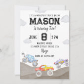 Monster Truck Birthday Einladung Rennwagen (Vorderseite)