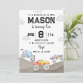 Monster Truck Birthday Einladung Rennwagen (Stehend Vorderseite)