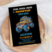 Monster Truck Birthday Einladungen Blau Schwarz