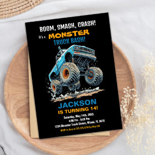 Monster Truck Birthday Einladungen Blue Jump