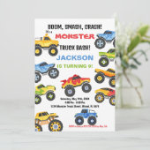 Monster Truck Birthday Einladungen Farben (Stehend Vorderseite)