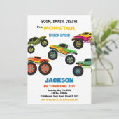 Monster Truck Birthday Einladungen Farben (Stehend Vorderseite)