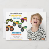 Monster Truck Birthday Einladungen Farben mit Foto (Vorderseite)