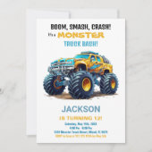 Monster Truck Birthday Einladungen Gelb (Vorderseite)