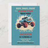 Monster Truck Birthday Einladungen Grün (Vorderseite)