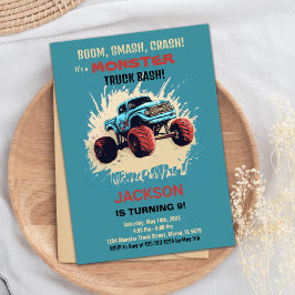 Monster Truck Birthday Einladungen Grün