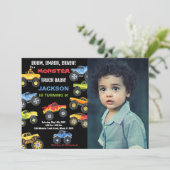 Monster Truck Birthday Einladungen mit Foto (Stehend Vorderseite)