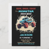 Monster Truck Birthday Einladungen Schwarz (Vorderseite)