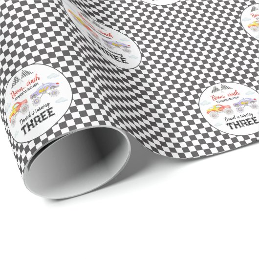 Monster Truck Birthday Geschenkpapier (Rolleneckpunkt)