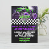Monster Truck Birthday Invitation Einladung (Stehend Vorderseite)