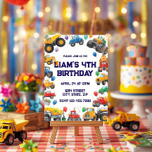 Monster Truck Birthday Invitation Watercolor Cars