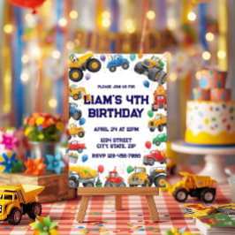 Monster Truck Birthday Invitation Watercolor Cars Einladung